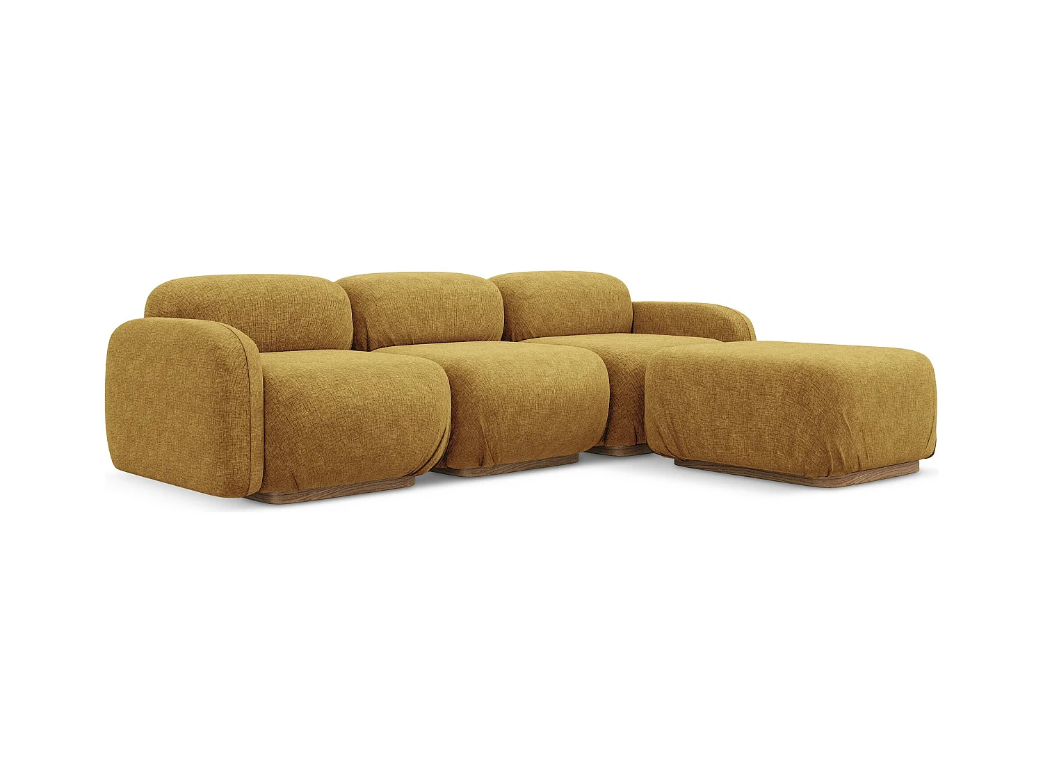 Canapé d'angle réversible en tissu chenille - moutarde - AILANI