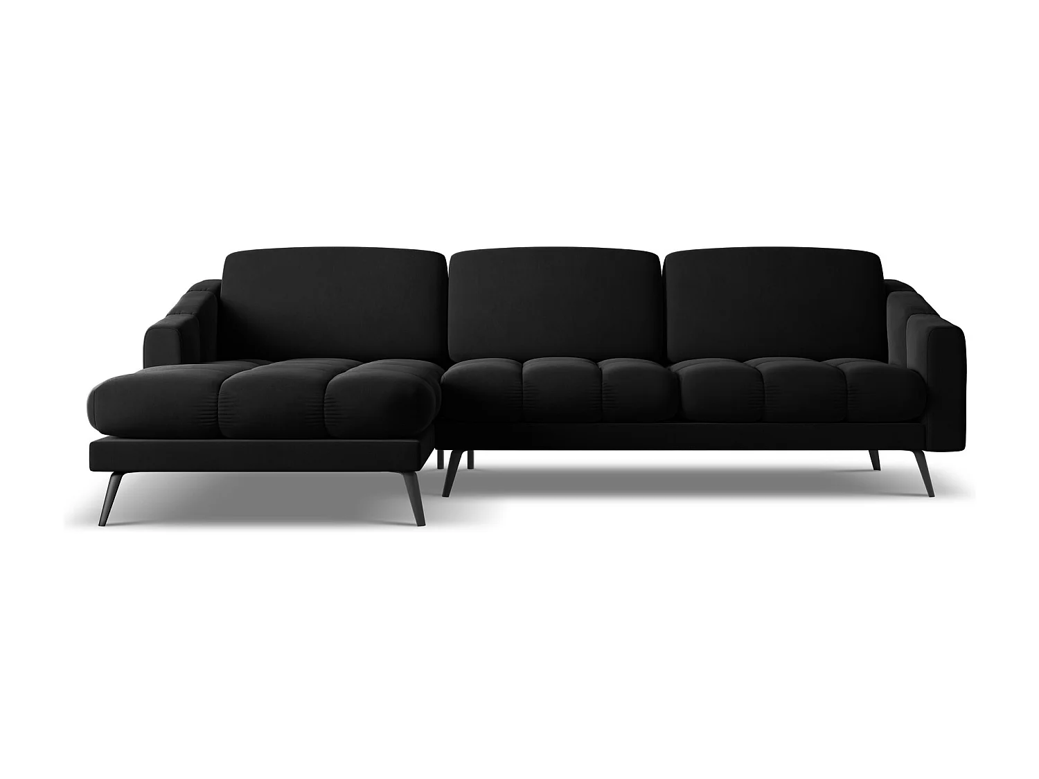 Ecksofa - Ecke Links - Samt - Schwarz - NALU