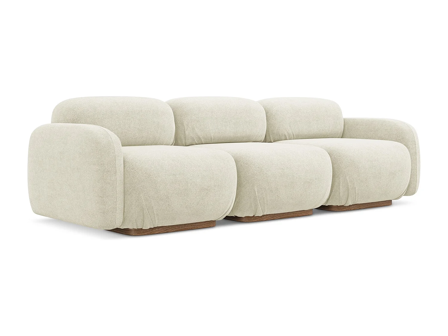 Canapé modulable 4 places en tissu bouclette - blanc - AILANI