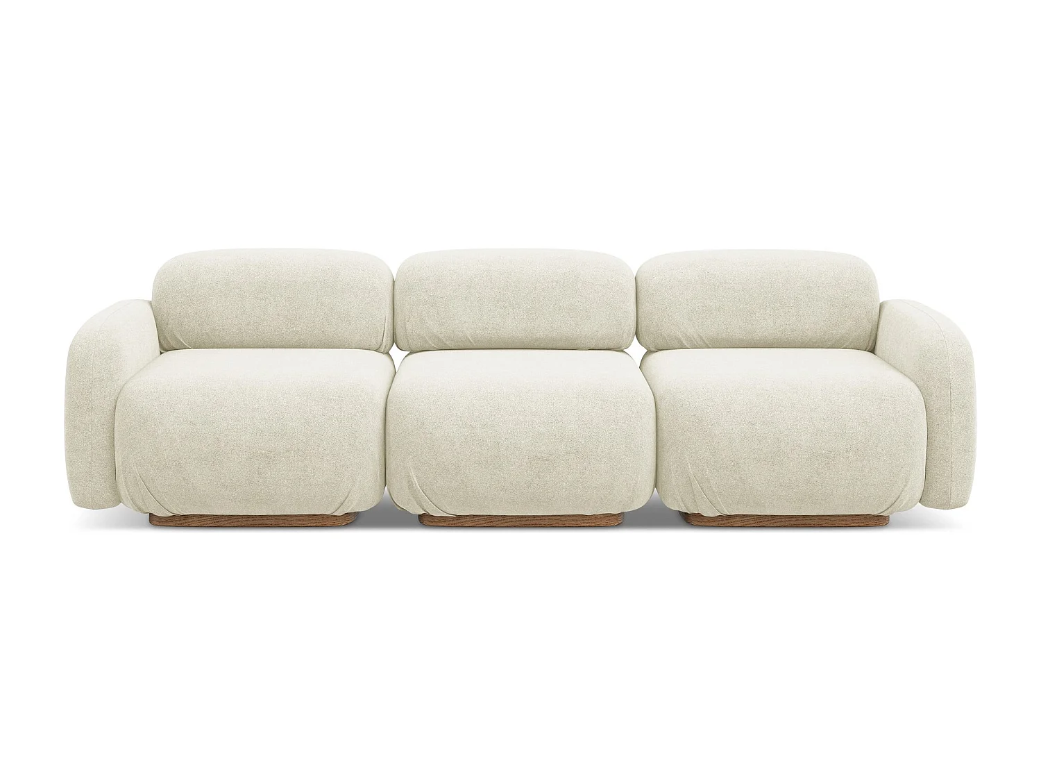 Canapé modulable 4 places en tissu bouclette - blanc - AILANI