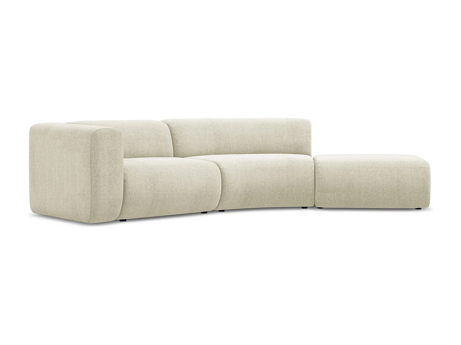 Vierzits modulaire bank rechts van beige chenille stof - EKAHI