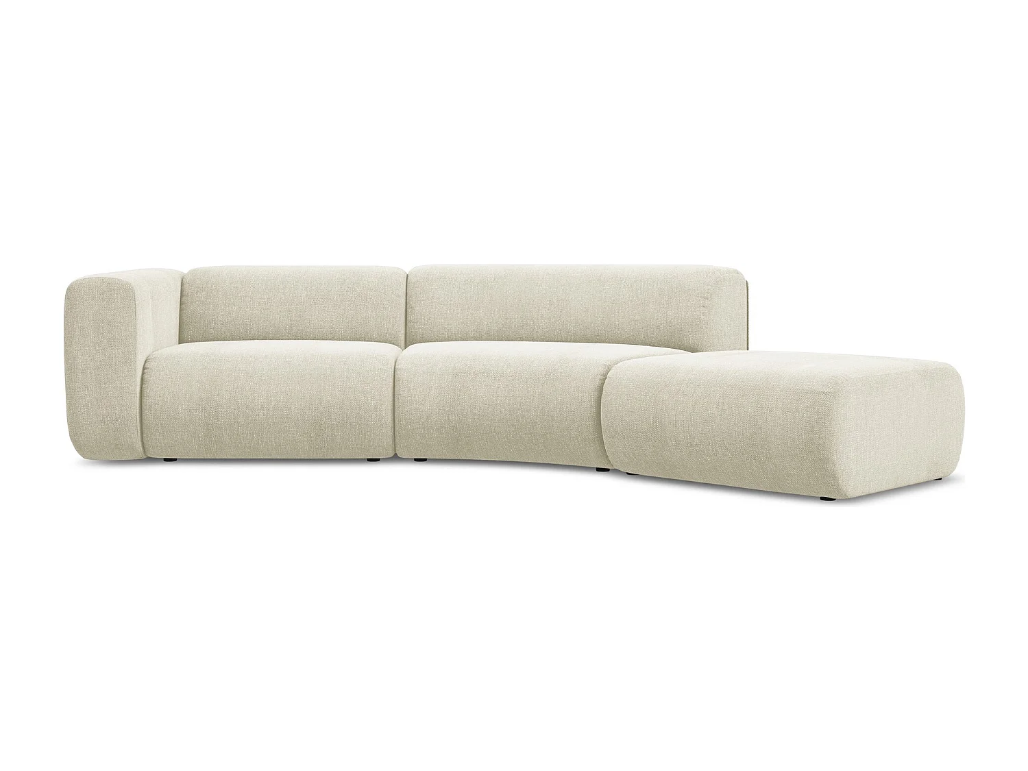 Vierzits modulaire bank rechts van beige chenille stof - EKAHI