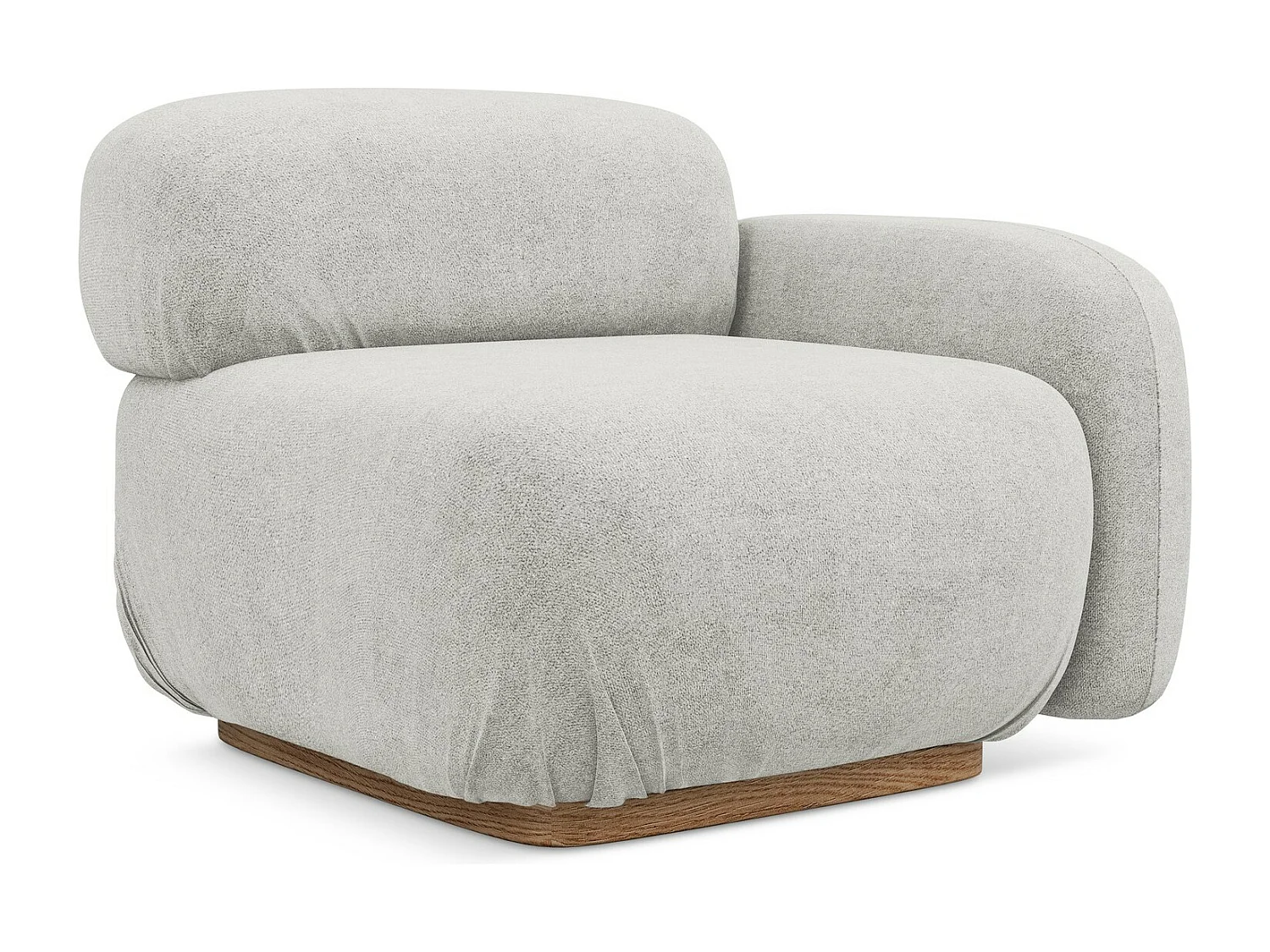 Bankmodule met armleuning rechts van zilver bouclé - AILANI