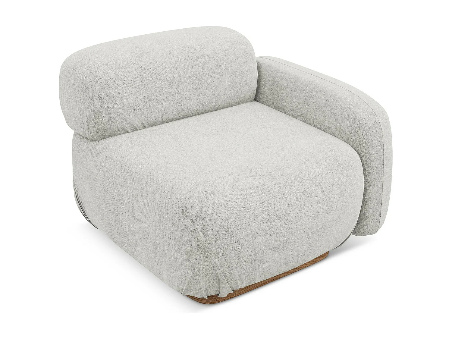 Bankmodule met armleuning rechts van zilver bouclé - AILANI