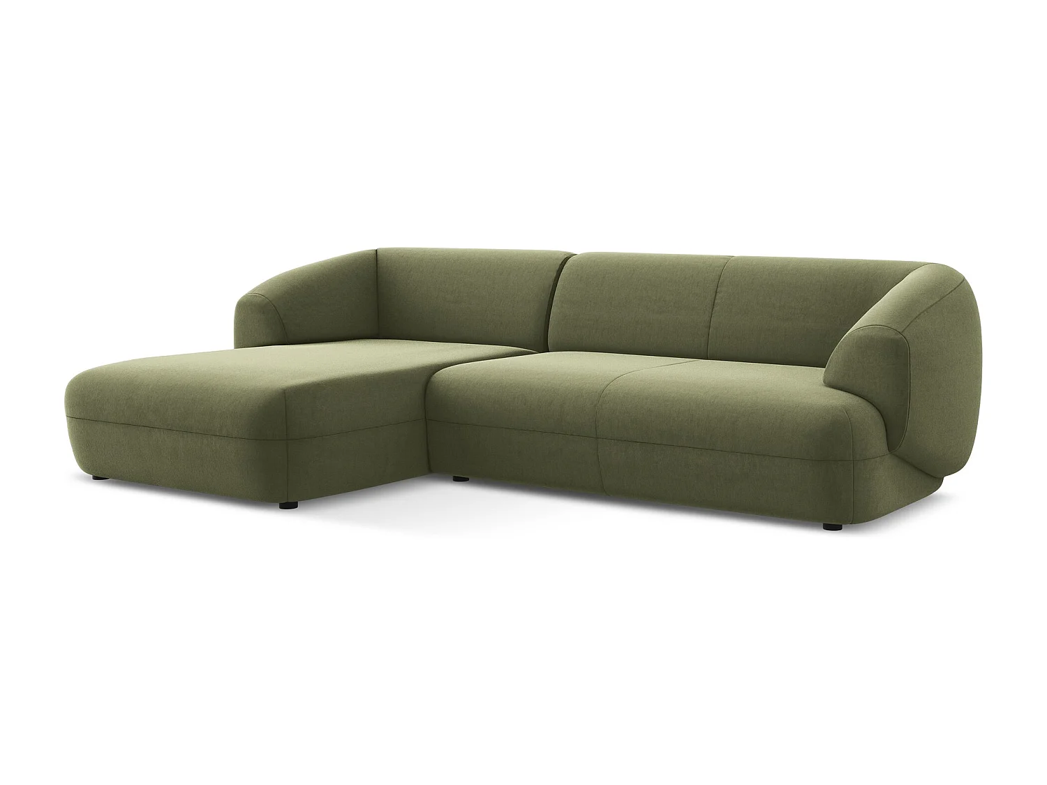 Canapé d'angle 3 places modulaire gauche en velours - olive - MOANA