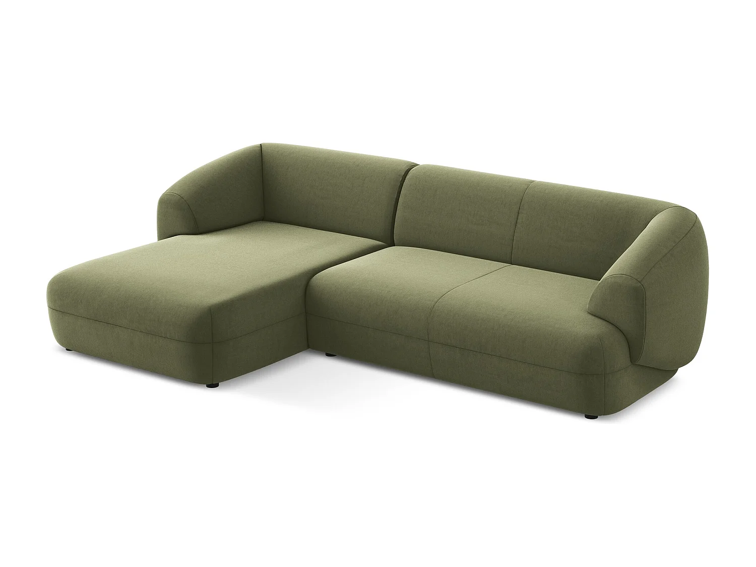 Canapé d'angle 3 places modulaire gauche en velours - olive - MOANA