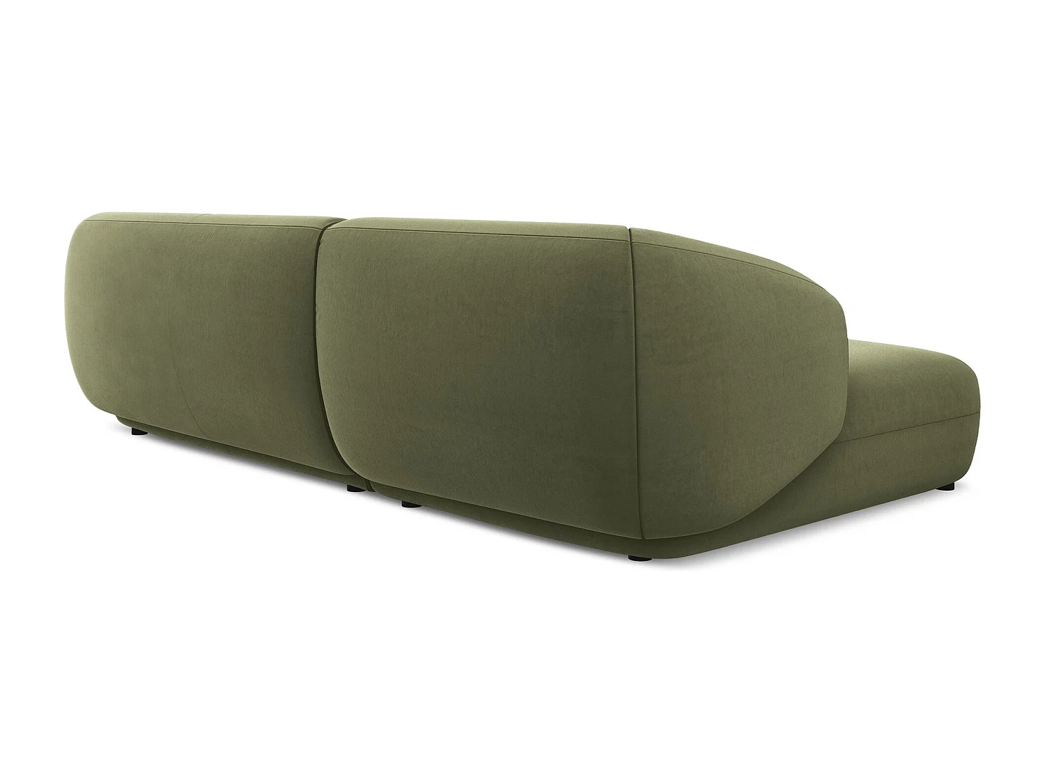 Canapé d'angle 3 places modulaire gauche en velours - olive - MOANA