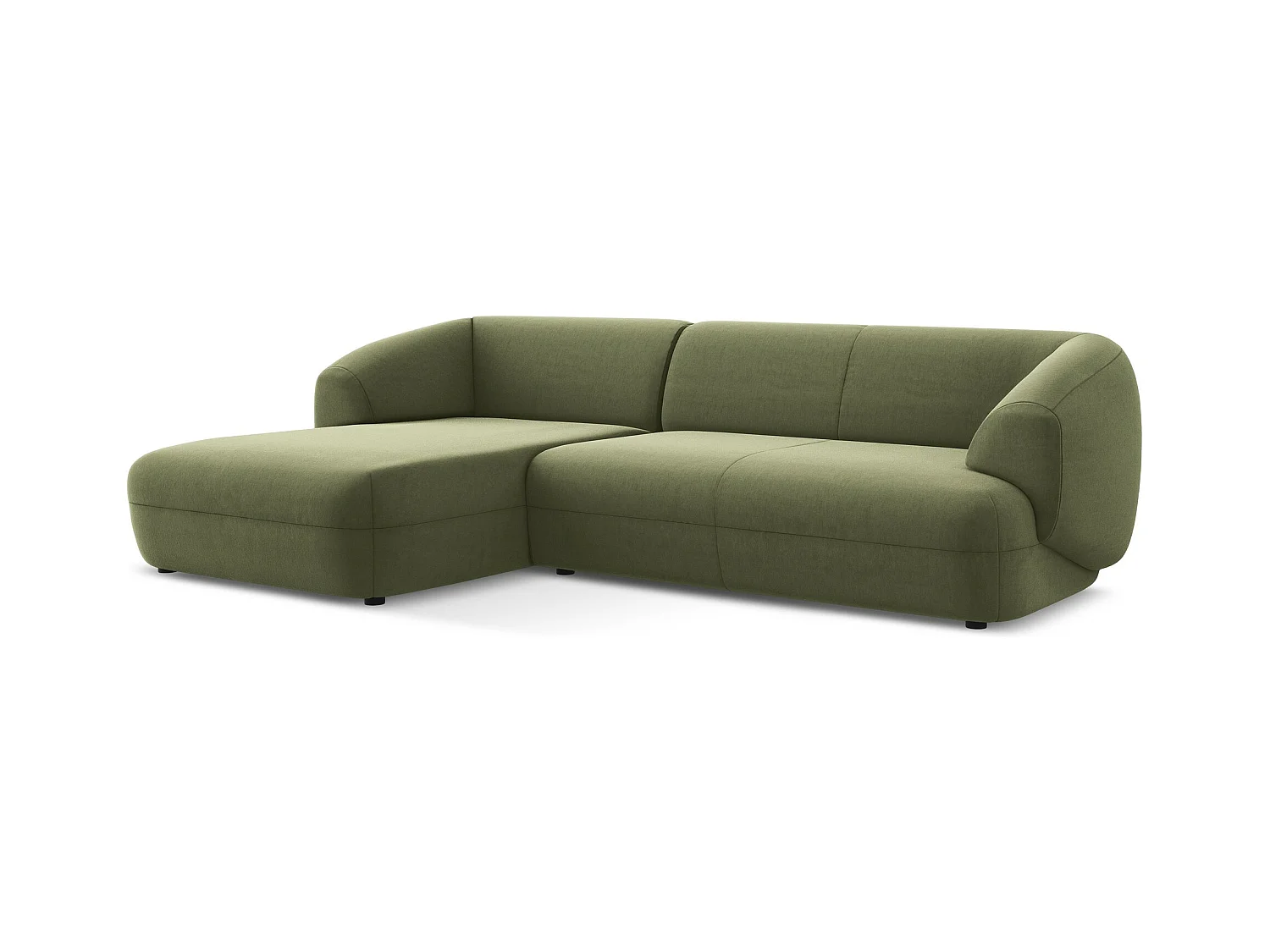 Canapé d'angle 3 places modulaire gauche en velours - olive - MOANA