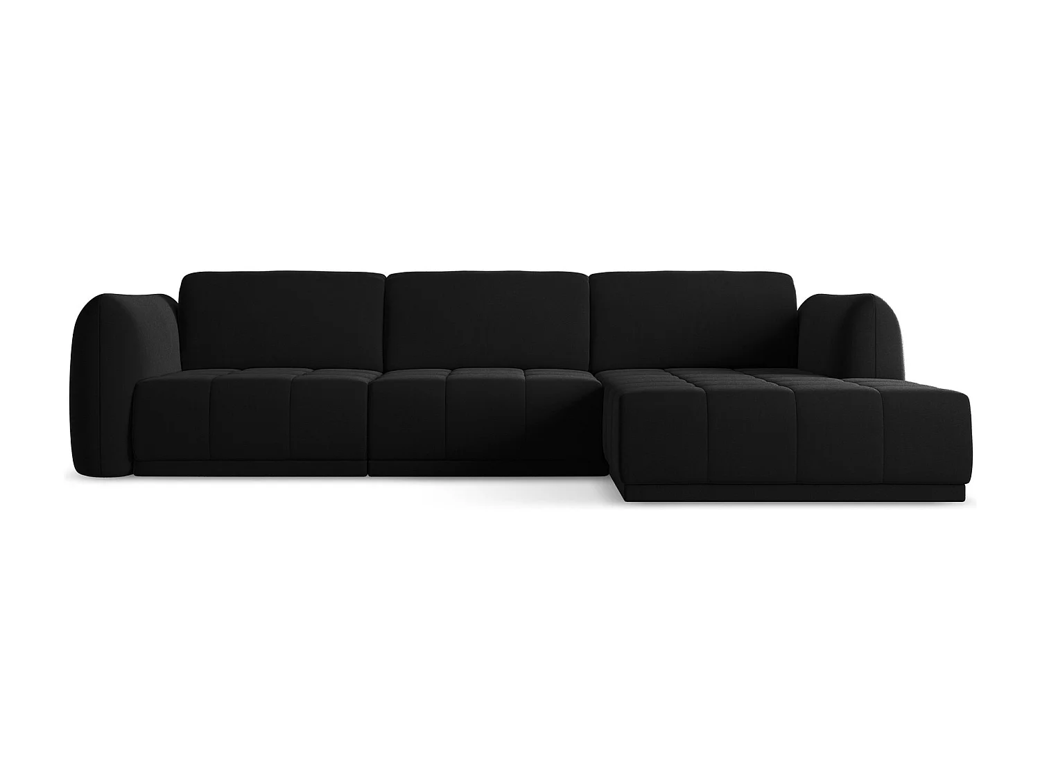 Ecksofa - Ecke Rechts - Samt - Schwarz - HOKU