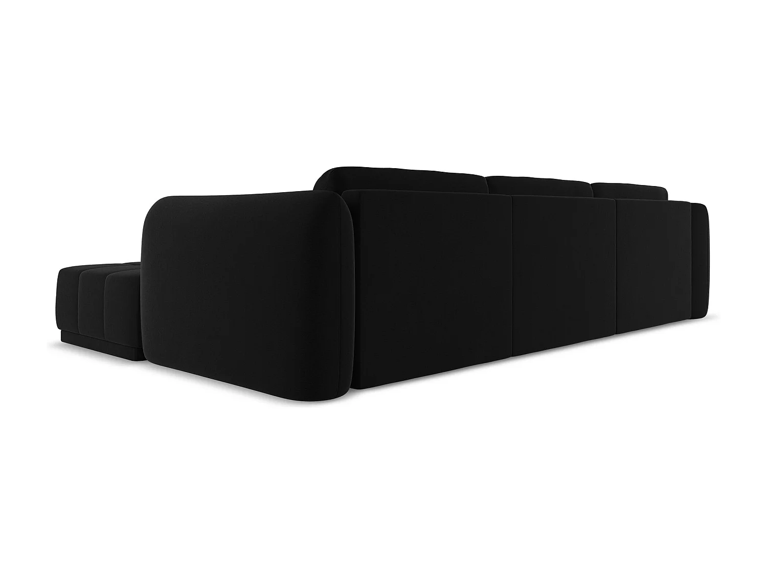 Ecksofa - Ecke Rechts - Samt - Schwarz - HOKU