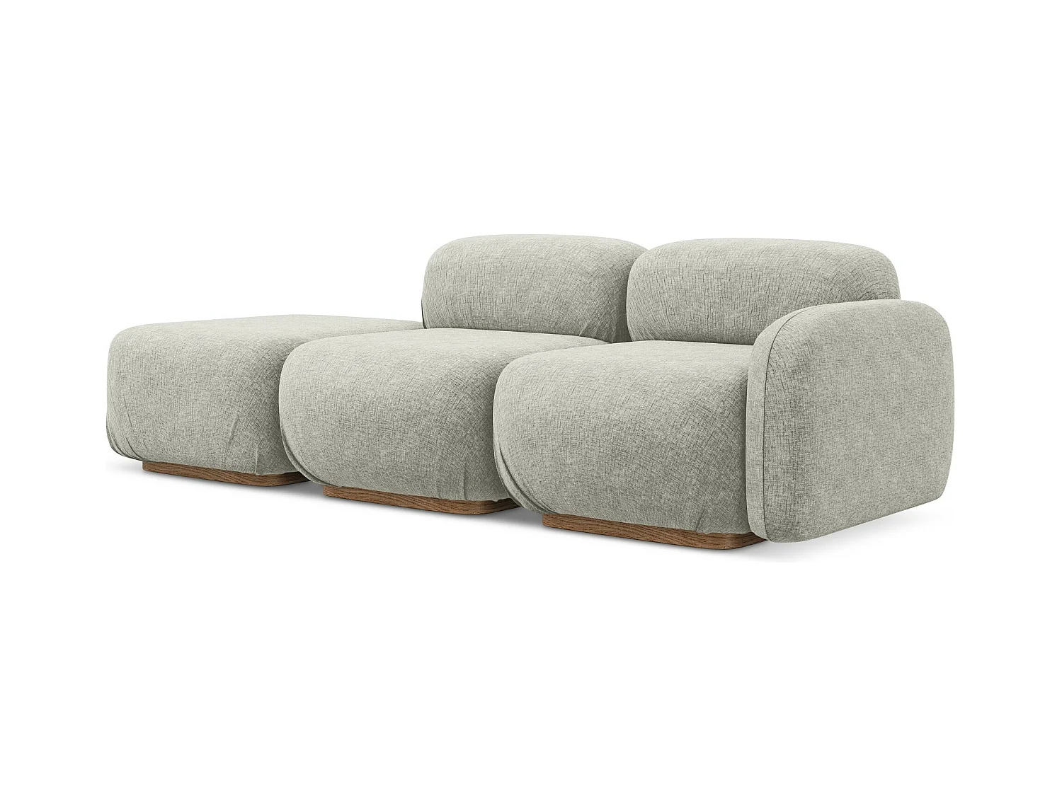 Canapé modulable 3 places gauche en tissu chenille - argent - AILANI