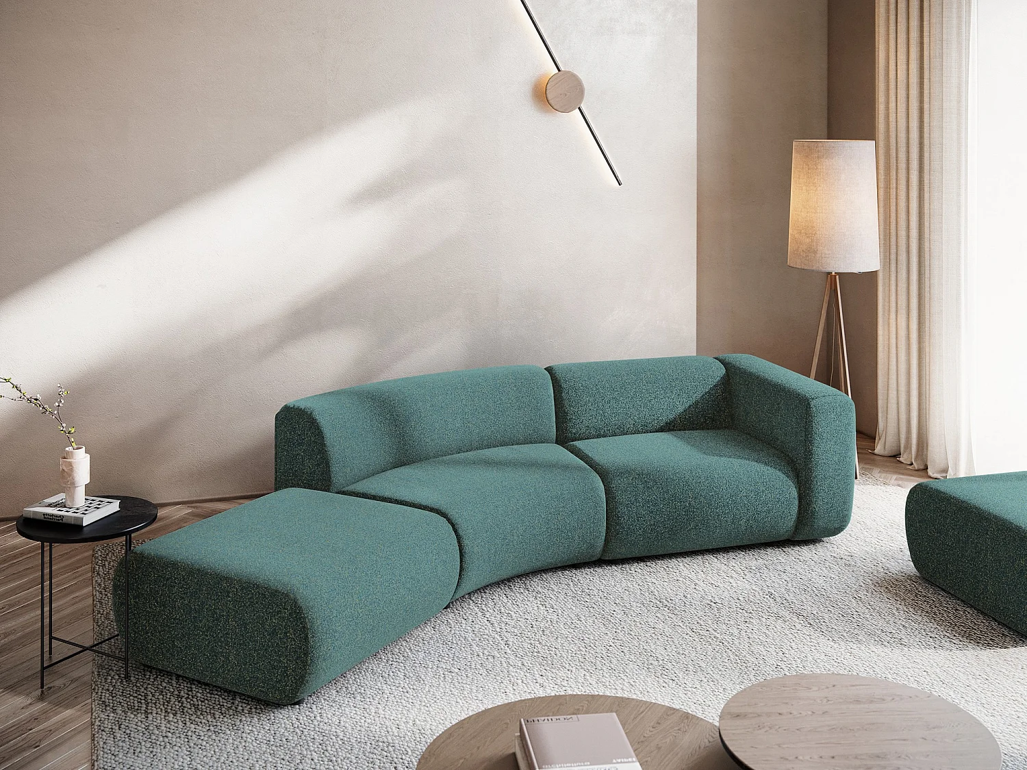 Vierzits modulaire bank links van marien textuurstof - EKAHI