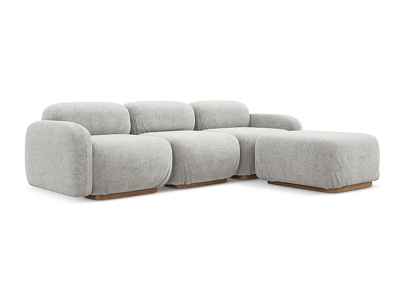 Omkeerbare modulaire hoekbank van zilver bouclé - AILANI