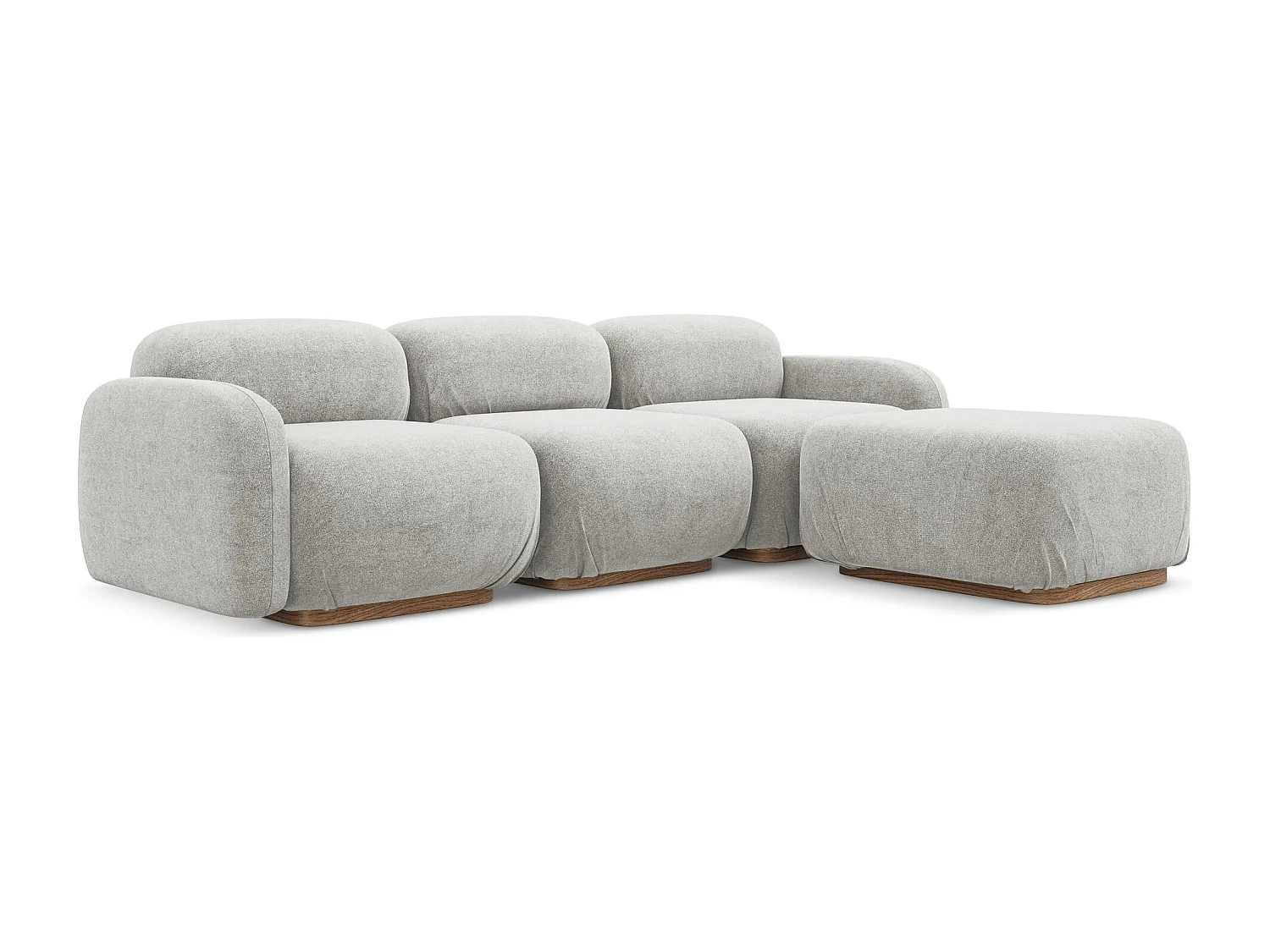 Canapé d'angle réversible en tissu bouclette - argent - AILANI