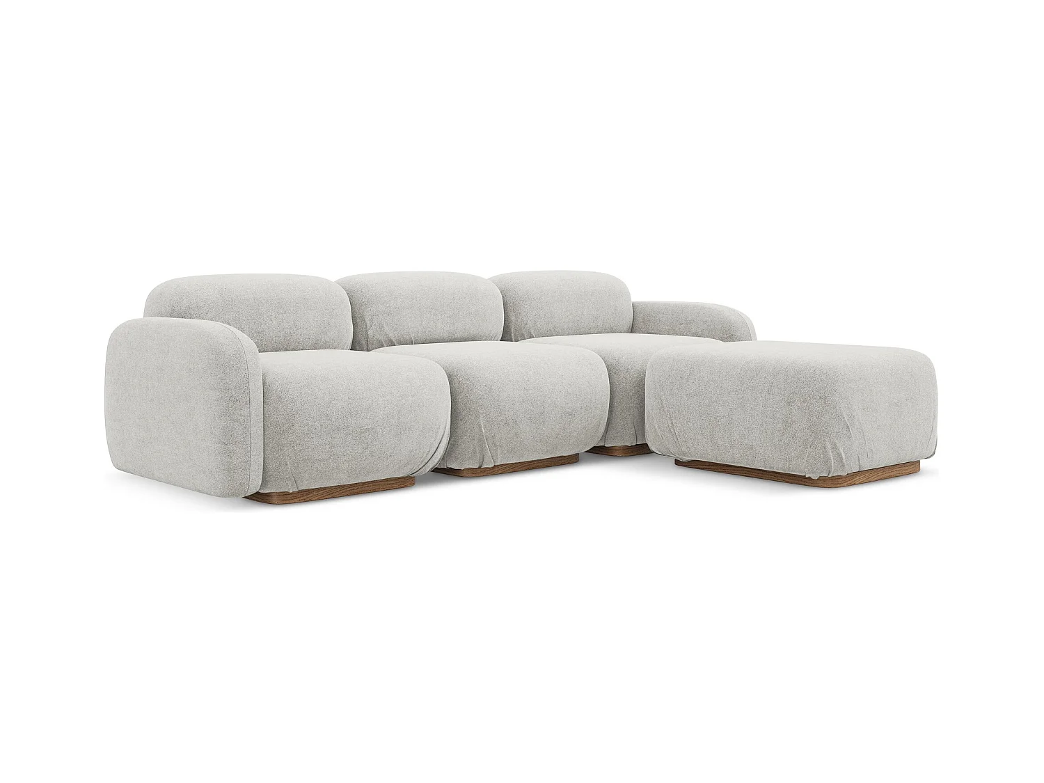Canapé d'angle réversible en tissu bouclette - argent - AILANI