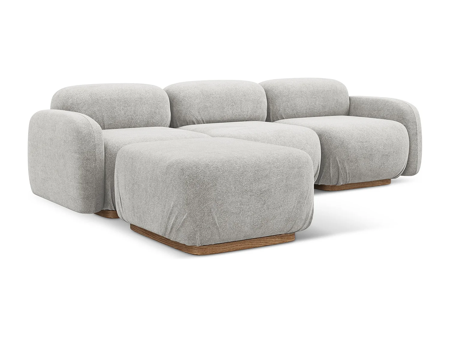 Canapé d'angle réversible en tissu bouclette - argent - AILANI