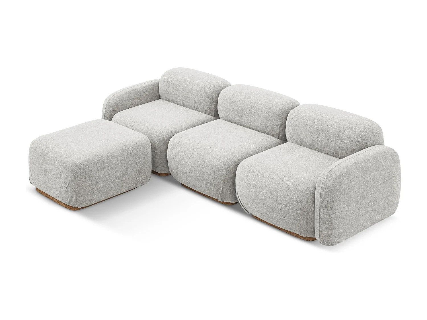 Canapé d'angle réversible en tissu bouclette - argent - AILANI