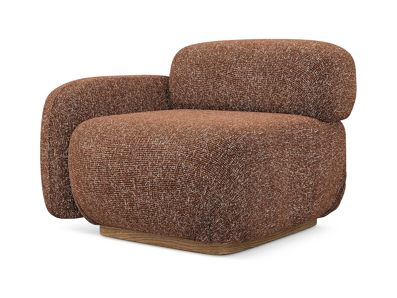 Module avec accoudoirs gauche en tissu texturé - terre cuite - AILANI