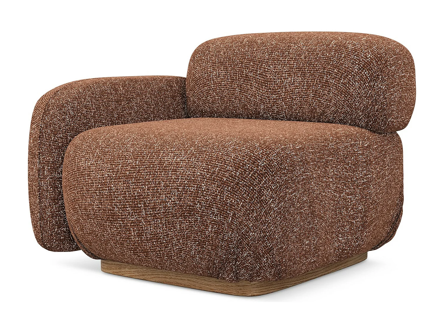 Module avec accoudoirs gauche en tissu texturé - terre cuite - AILANI