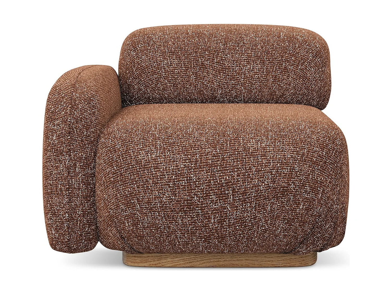 Module avec accoudoirs gauche en tissu texturé - terre cuite - AILANI