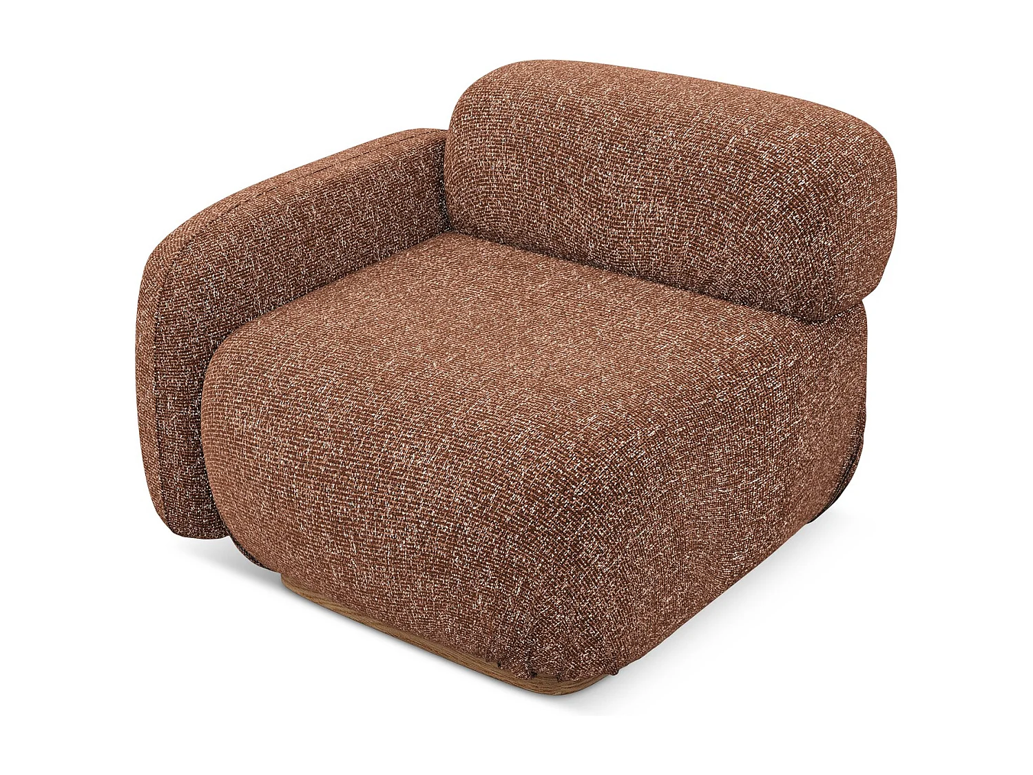 Module avec accoudoirs gauche en tissu texturé - terre cuite - AILANI