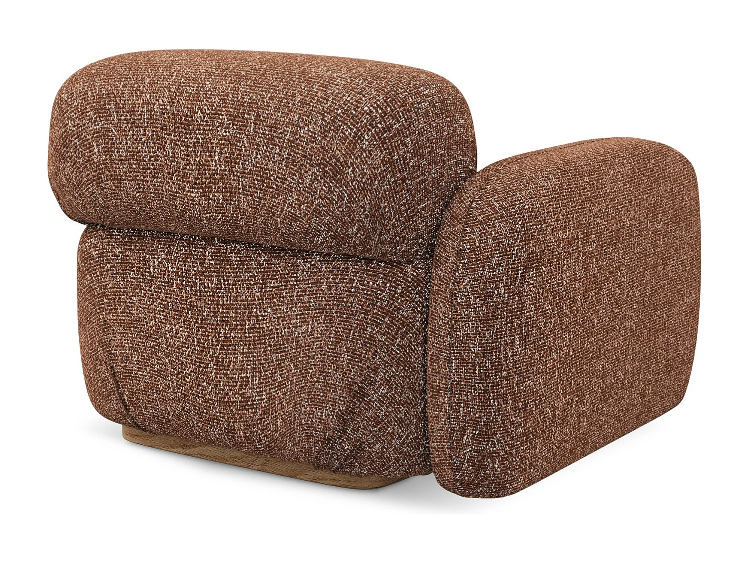 Module avec accoudoirs gauche en tissu texturé - terre cuite - AILANI