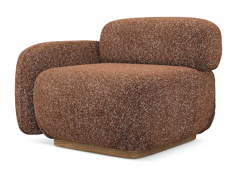 Module avec accoudoirs gauche en tissu texturé - terre cuite - AILANI