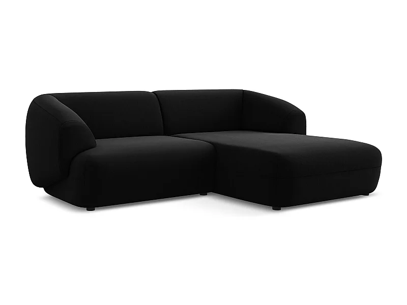 Canapé d'angle 2,5 places modulaire droit en velours - noir - MOANA