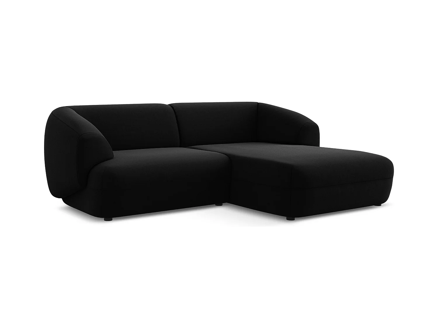 2,5-Sitzer Modulares Ecksofa - Ecke Rechts - Samt - Schwarz - MOANA