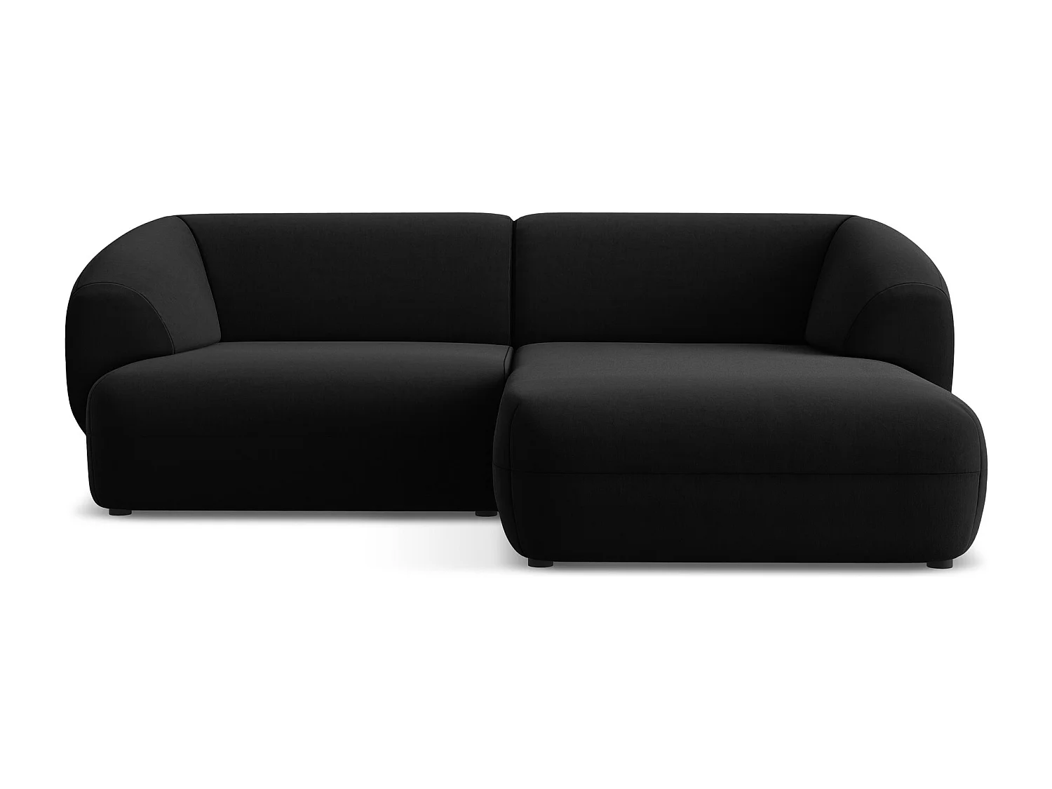 Canapé d'angle 2,5 places modulaire droit en velours - noir - MOANA