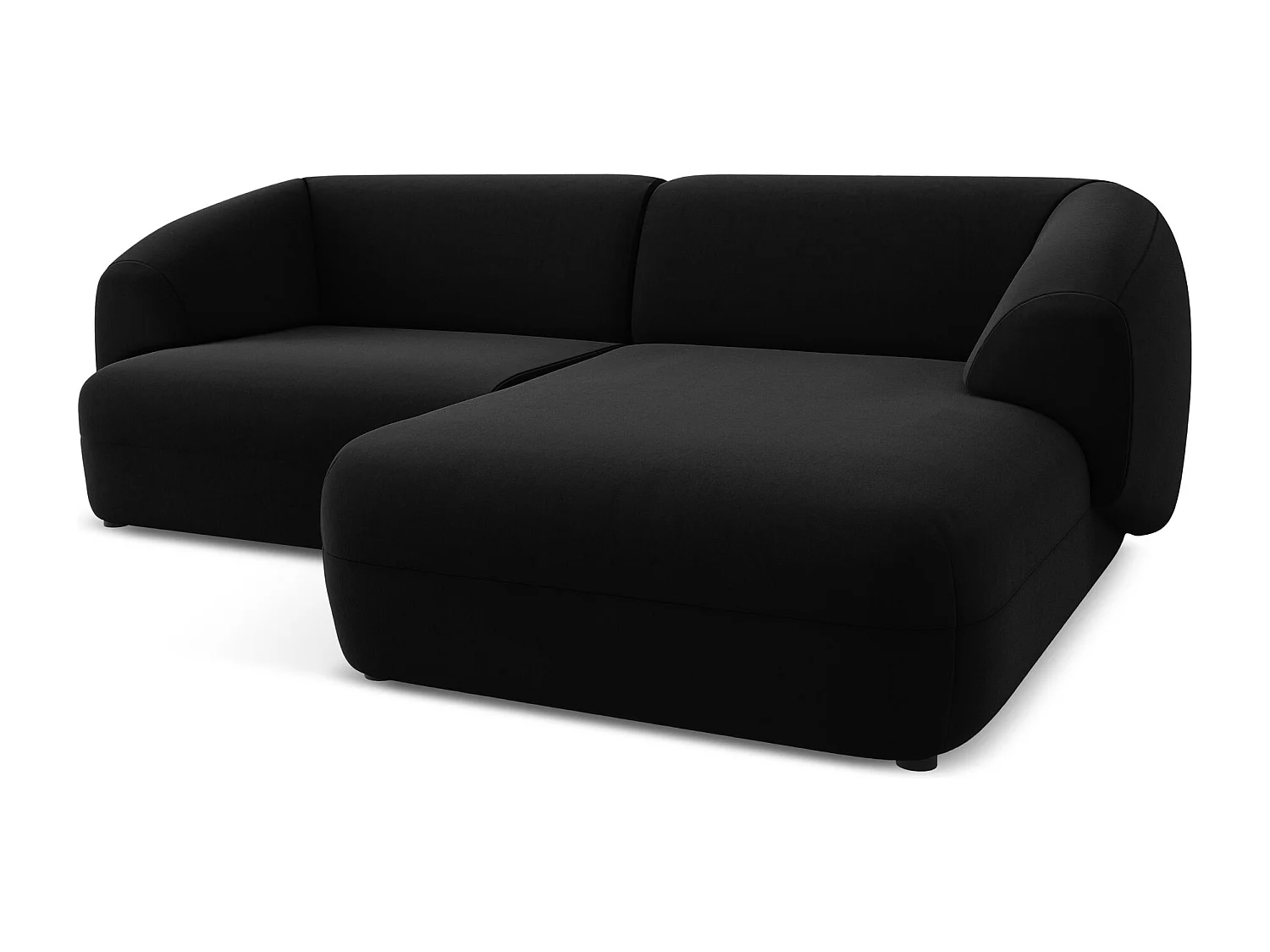 Canapé d'angle 2,5 places modulaire droit en velours - noir - MOANA