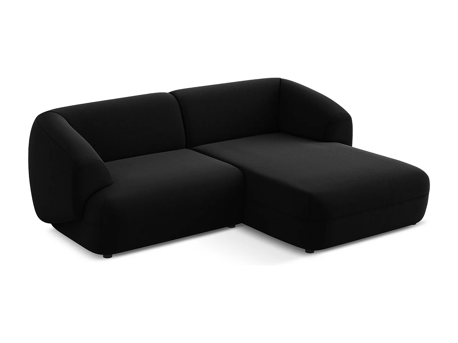 Canapé d'angle 2,5 places modulaire droit en velours - noir - MOANA