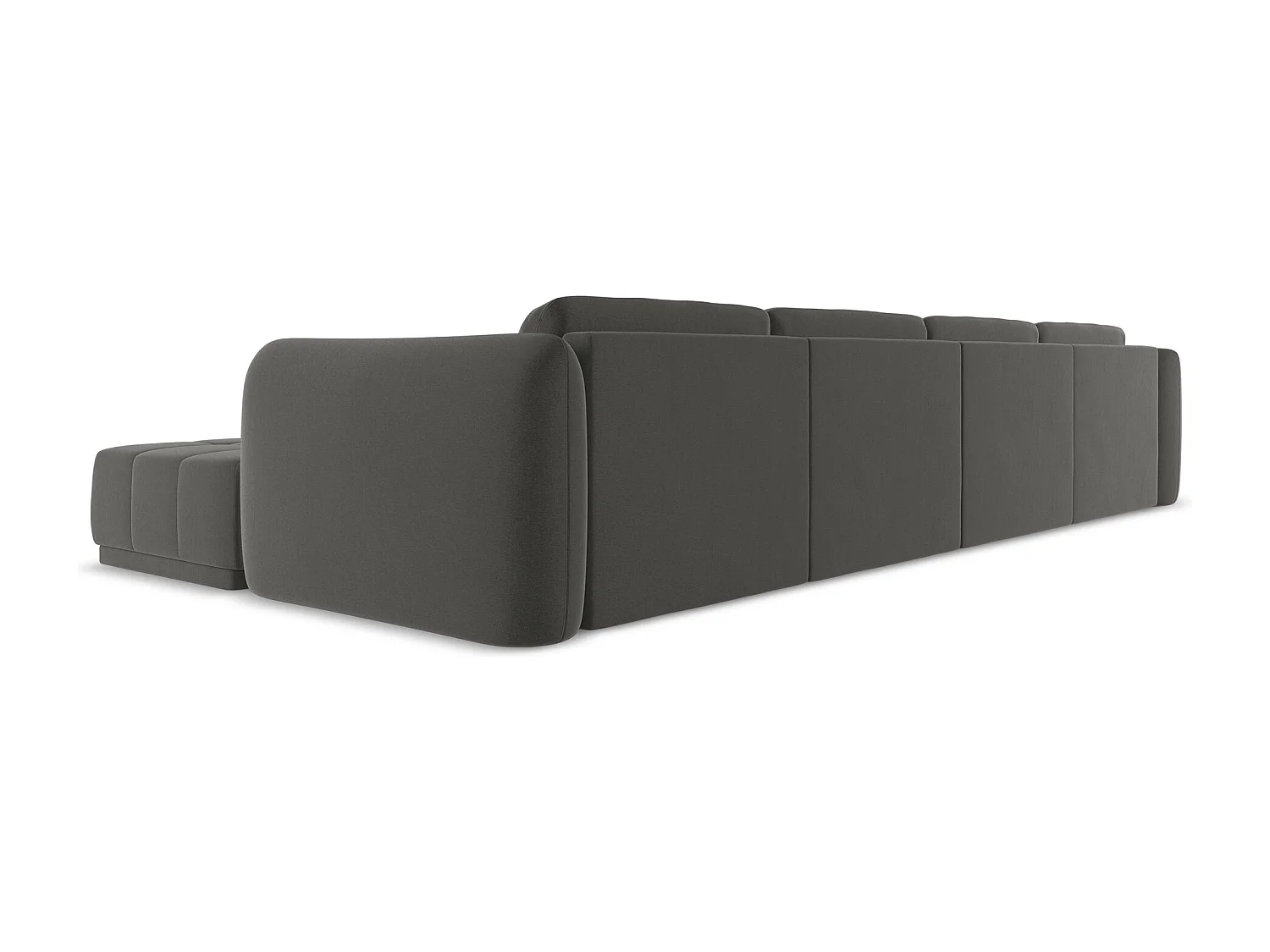 Canapé d'angle panoramique en velours - acier - HOKU