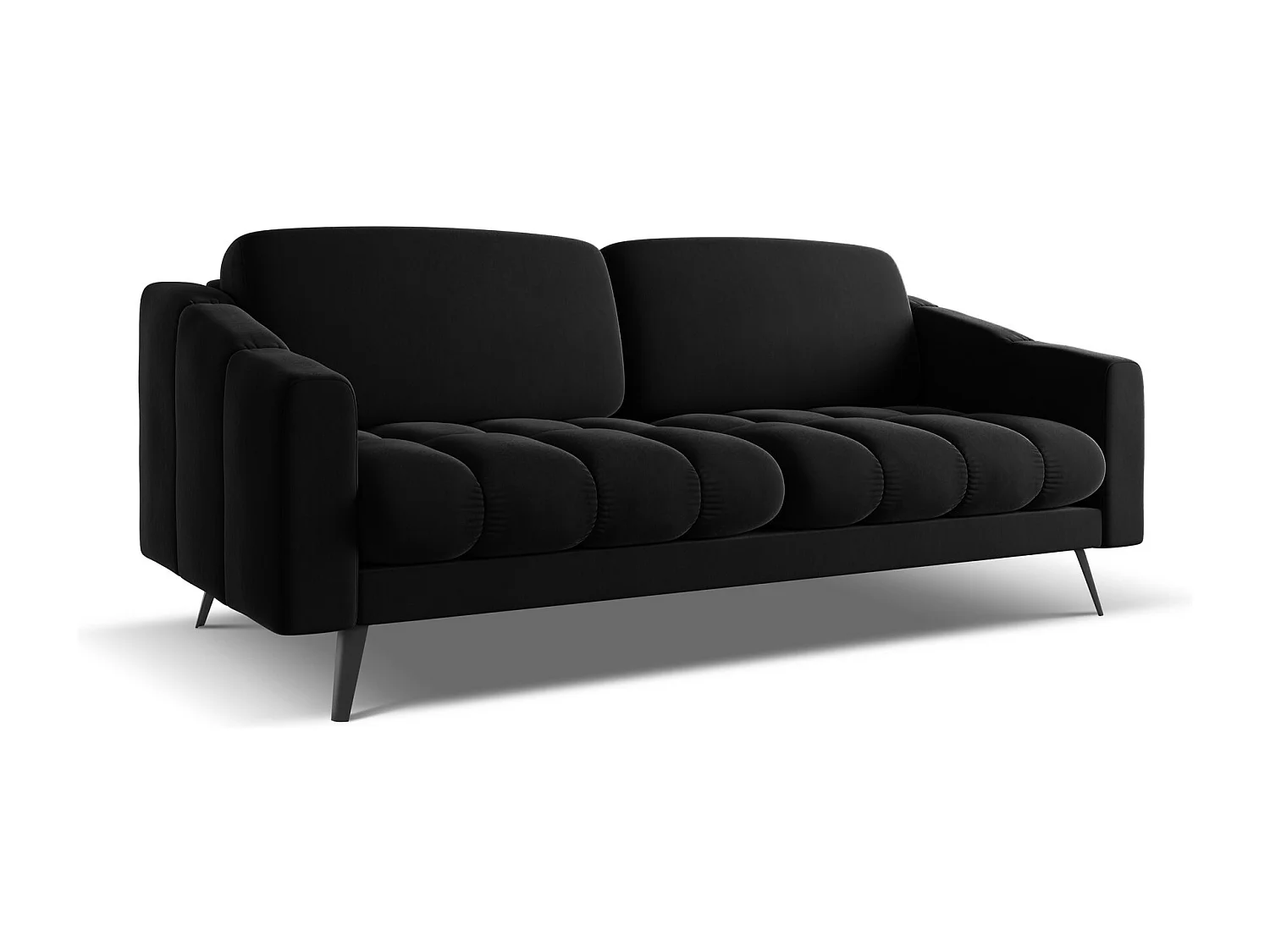 3-Sitzer Sofa - - Samt - Schwarz - NALU