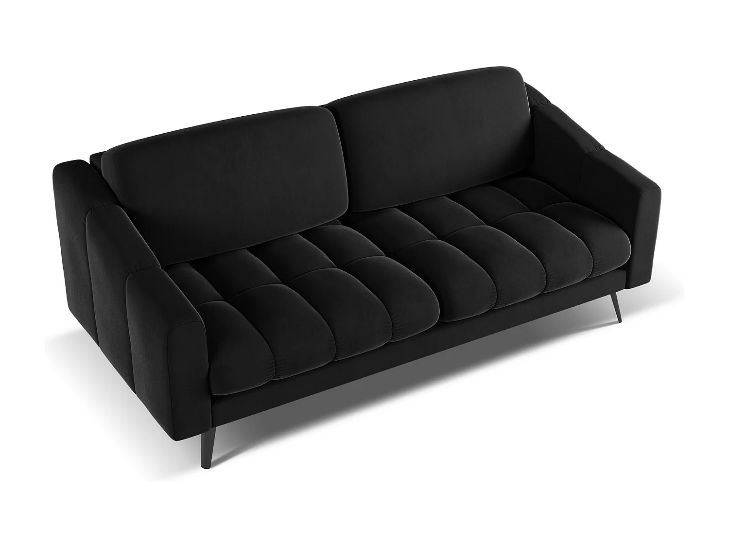 3-Sitzer Sofa - - Samt - Schwarz - NALU