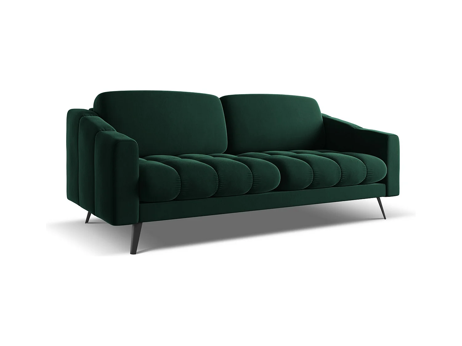 3-Sitzer Sofa - - Samt - Flaschengrün - NALU