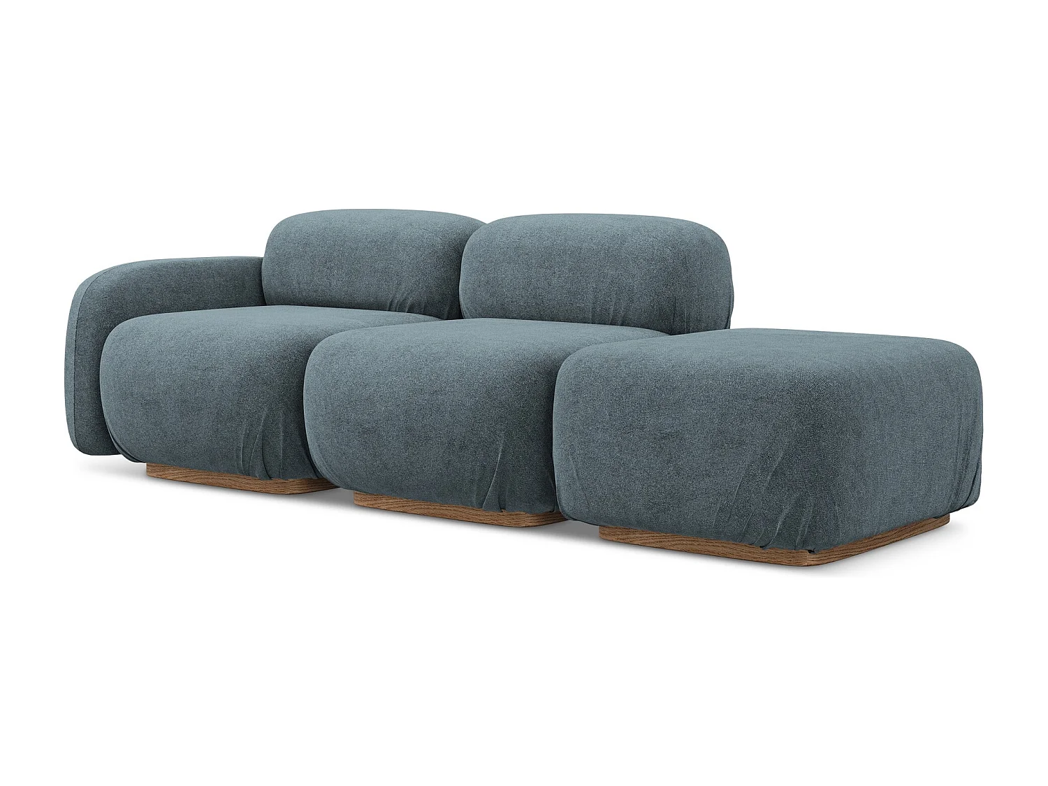 Modulares 3-Sitzer Sofa Rechts - - Bouclé - Jeans - AILANI