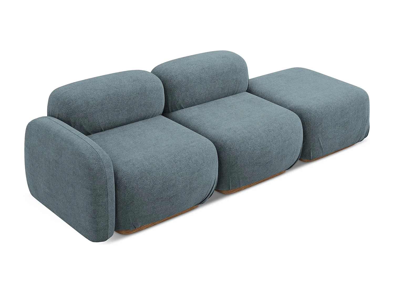 Modulares 3-Sitzer Sofa Rechts - - Bouclé - Jeans - AILANI