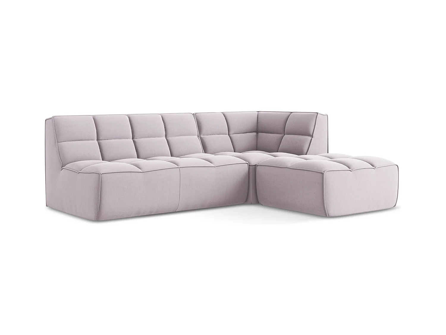 4-Sitzer Modulares Ecksofa - Ecke Rechts - Samt - Lavendel - KALAI