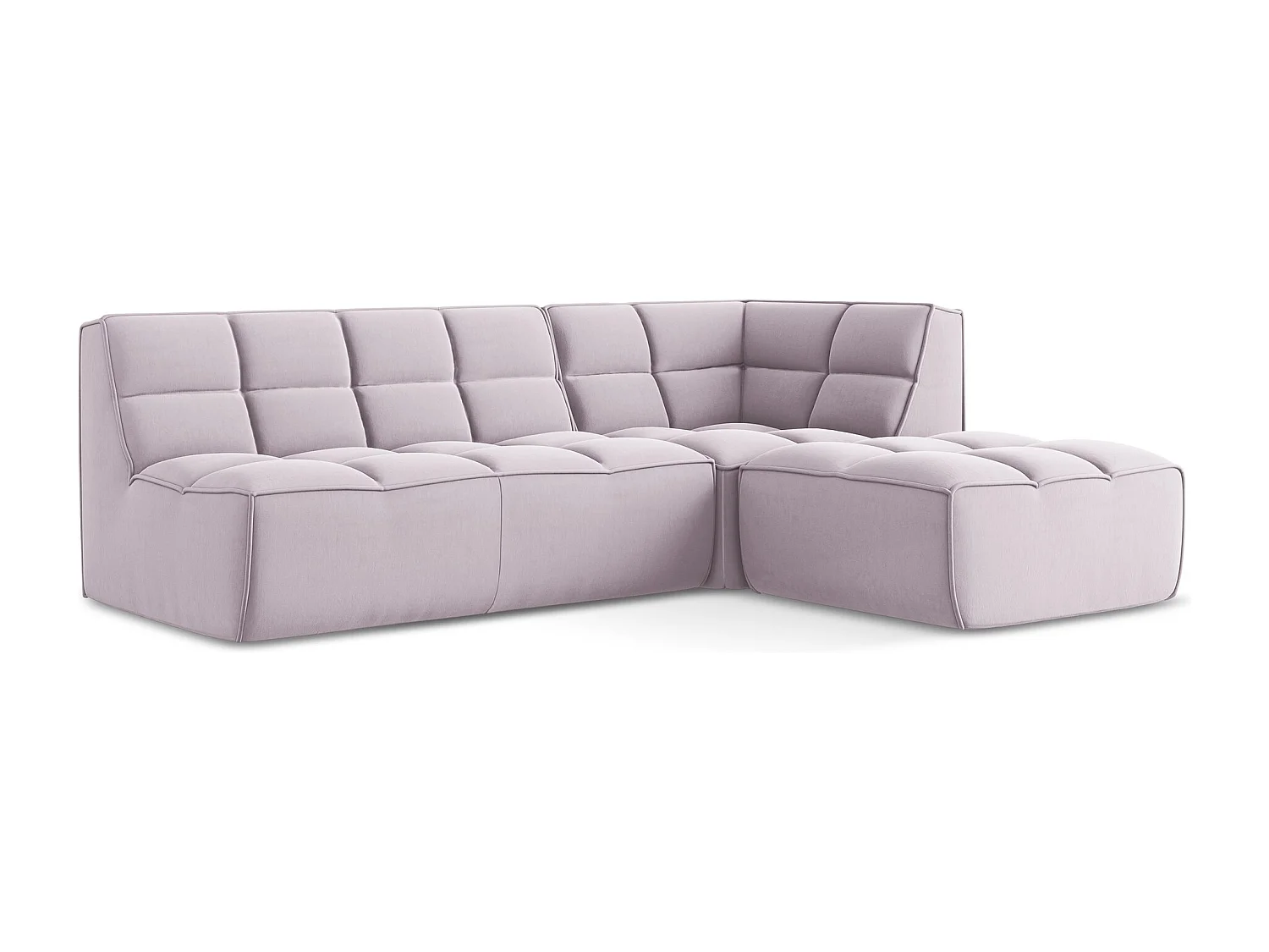 4-Sitzer Modulares Ecksofa - Ecke Rechts - Samt - Lavendel - KALAI