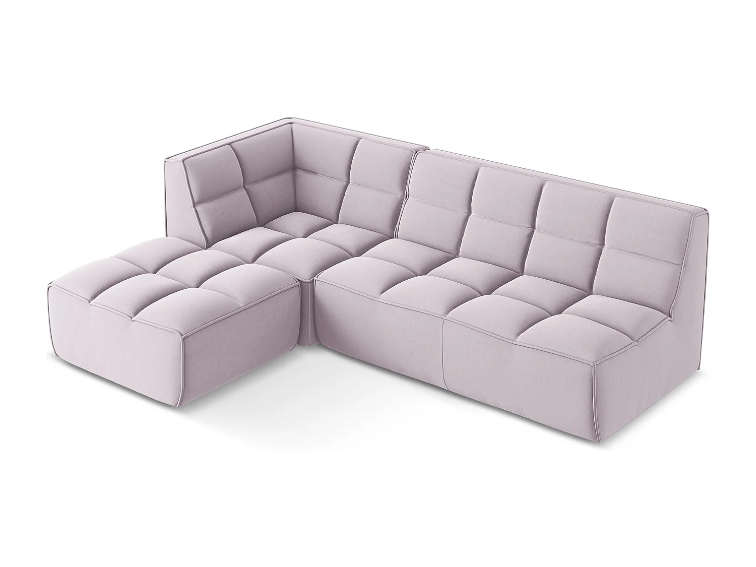 4-Sitzer Modulares Ecksofa - Ecke Rechts - Samt - Lavendel - KALAI