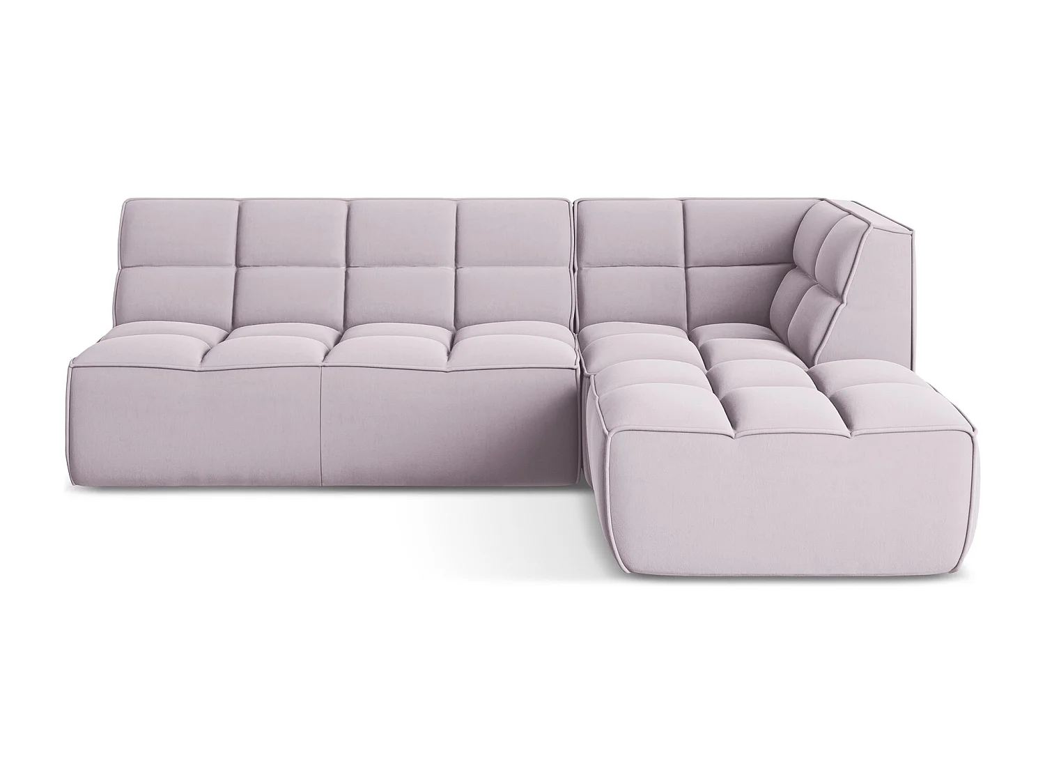 Canapé d'angle 4 places modulaire droit en velours - lavande - KALAI