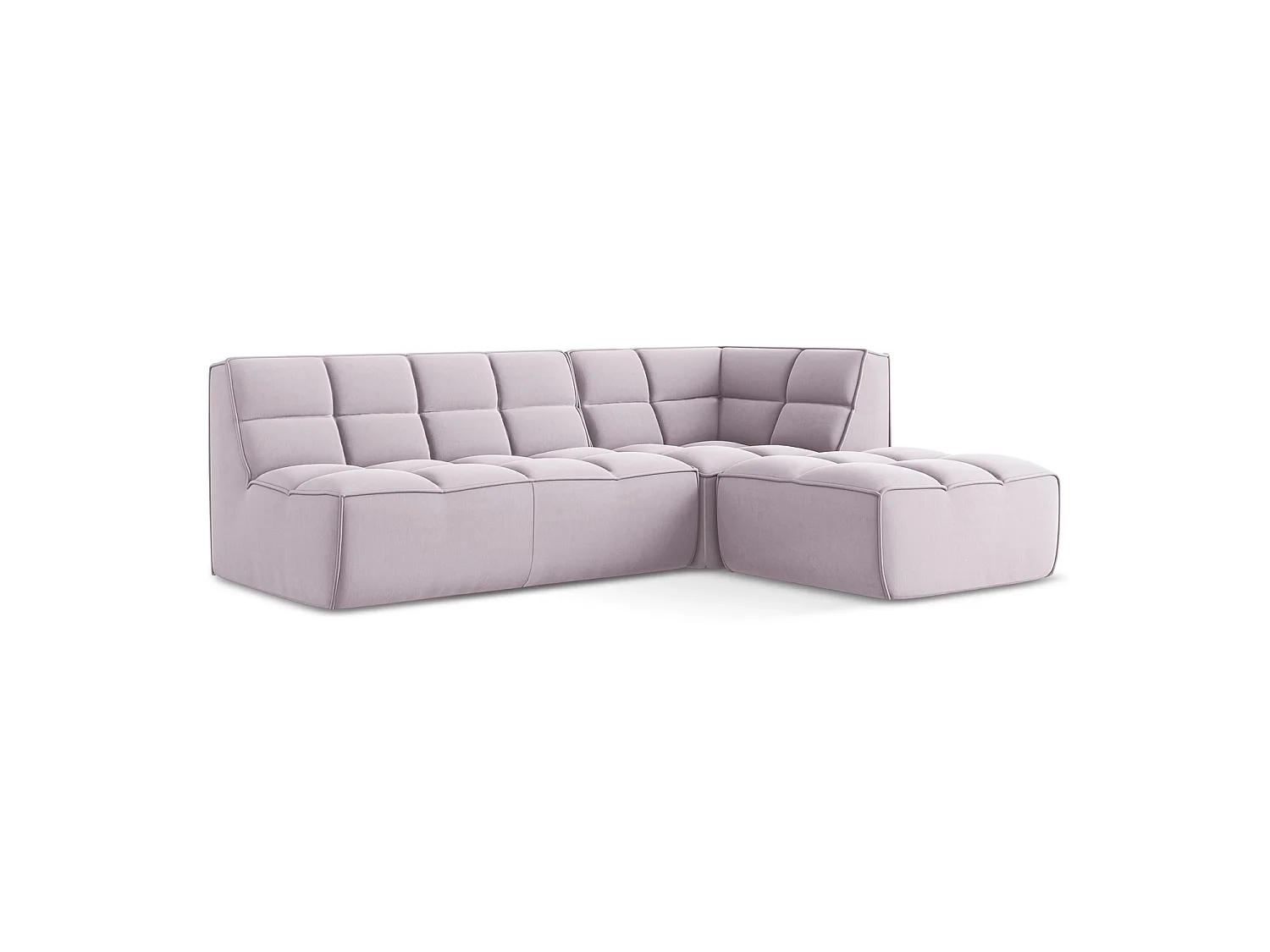 4-Sitzer Modulares Ecksofa - Ecke Rechts - Samt - Lavendel - BELLUNO