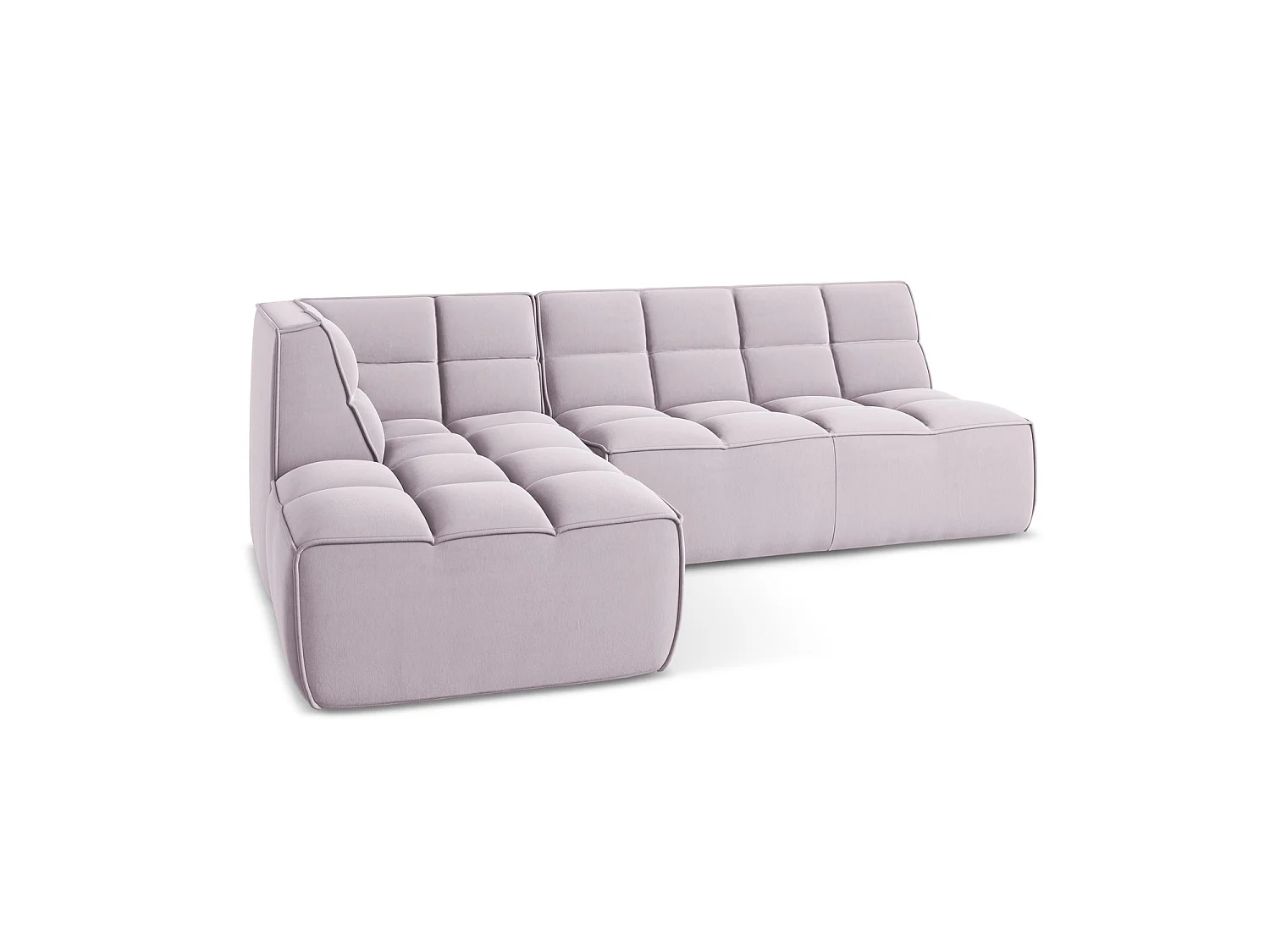4-Sitzer Modulares Ecksofa - Ecke Rechts - Samt - Lavendel - BELLUNO
