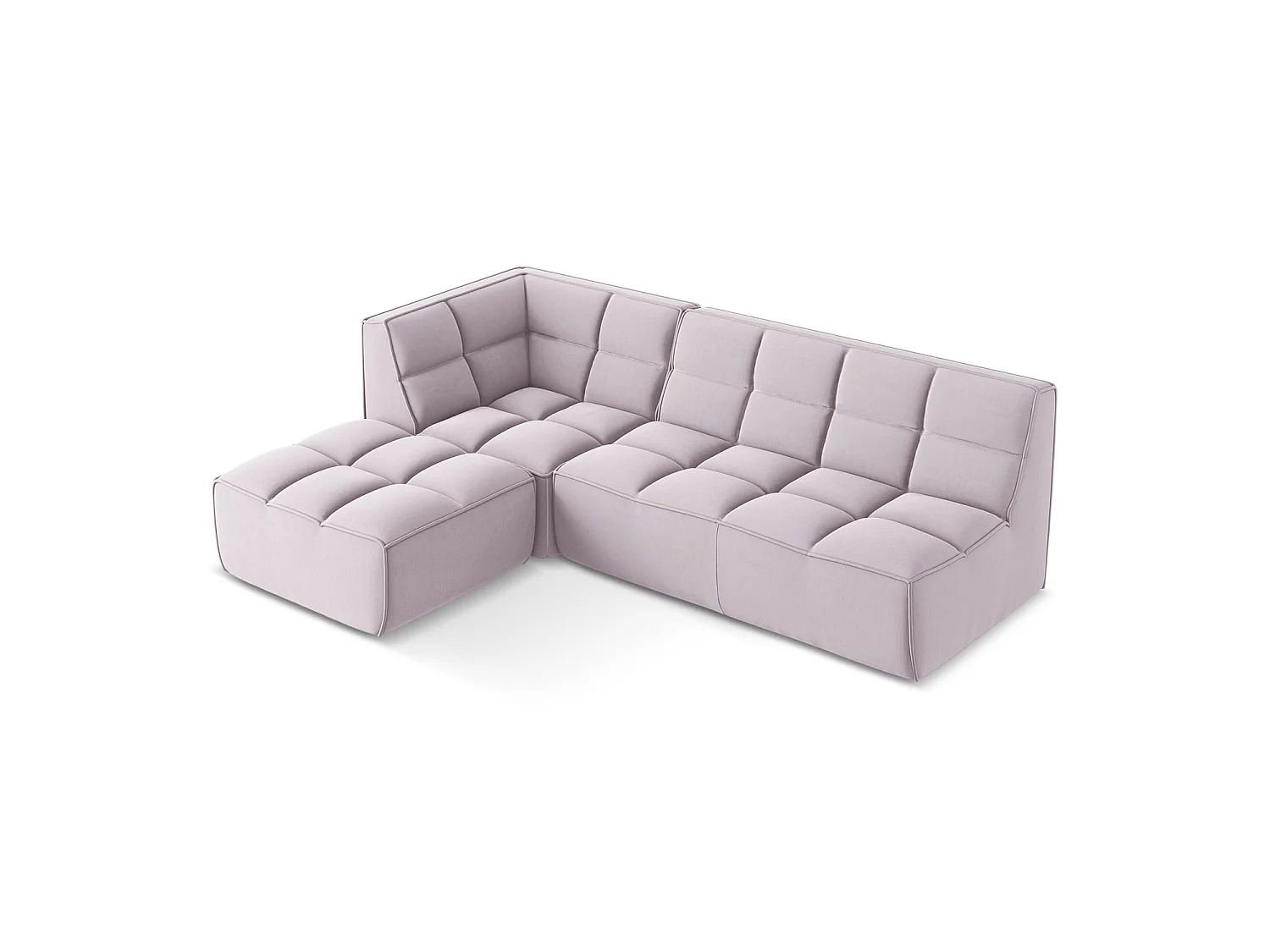 4-Sitzer Modulares Ecksofa - Ecke Rechts - Samt - Lavendel - BELLUNO