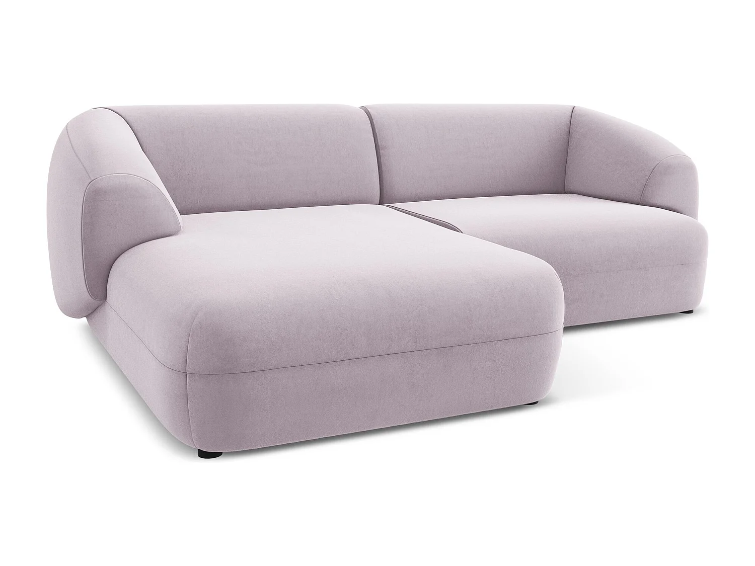 Sofá de canto modular esquerdo 2,5 lugares em veludo lavanda - MOANA