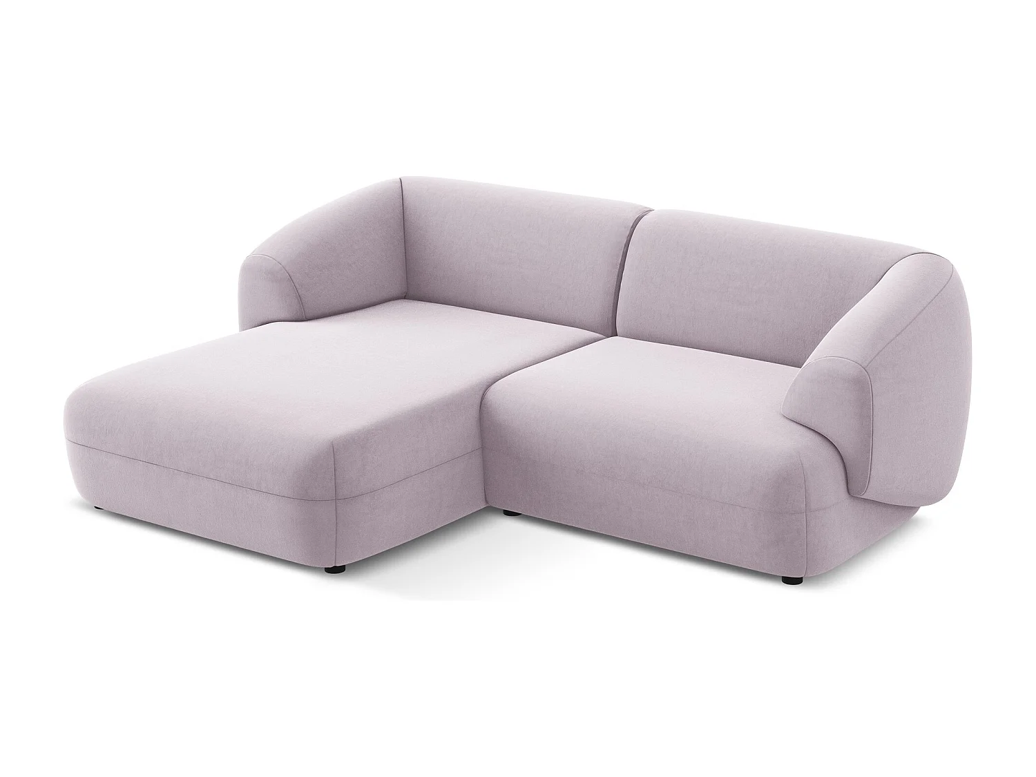 Sofá de canto modular esquerdo 2,5 lugares em veludo lavanda - MOANA