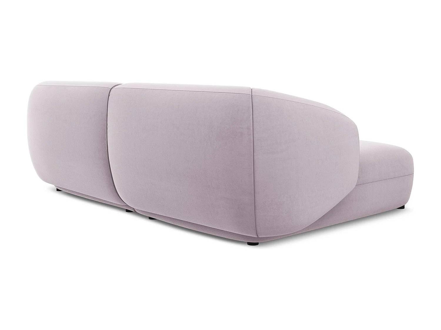 Sofá de canto modular esquerdo 2,5 lugares em veludo lavanda - MOANA