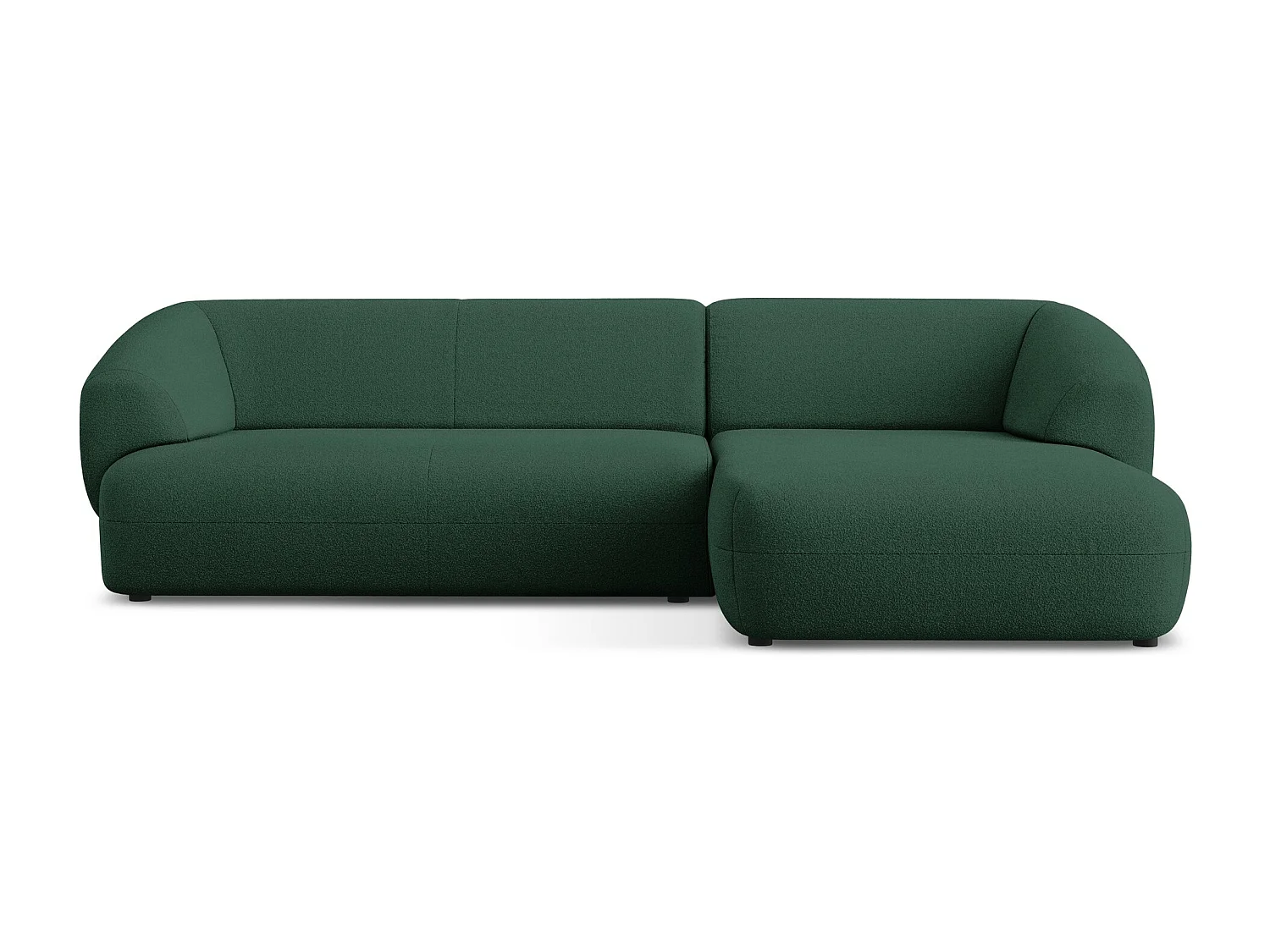 Modulaire hoekbank rechts van flessengroen bouclé - MOANA