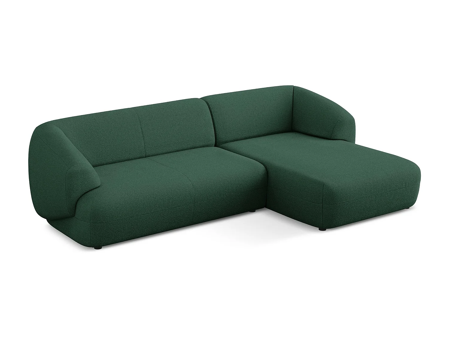 Modulaire hoekbank rechts van flessengroen bouclé - MOANA